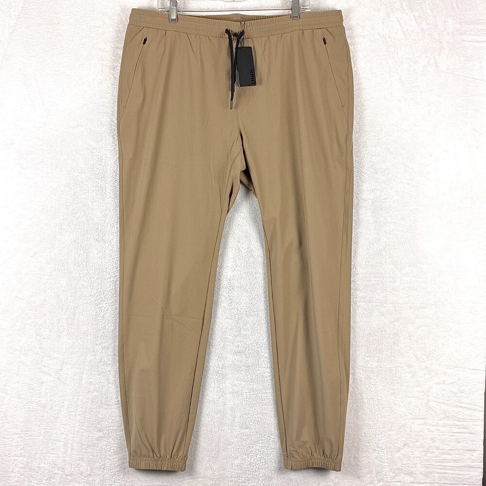 Unrl Pants Mens 2XL Brown In-Flex Joggers Drawstring Performance Nylon Preppy